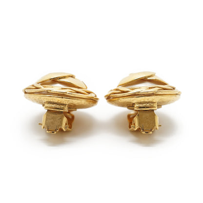 CC Logo Artificial Pearl Round Clip-On Earrings GP