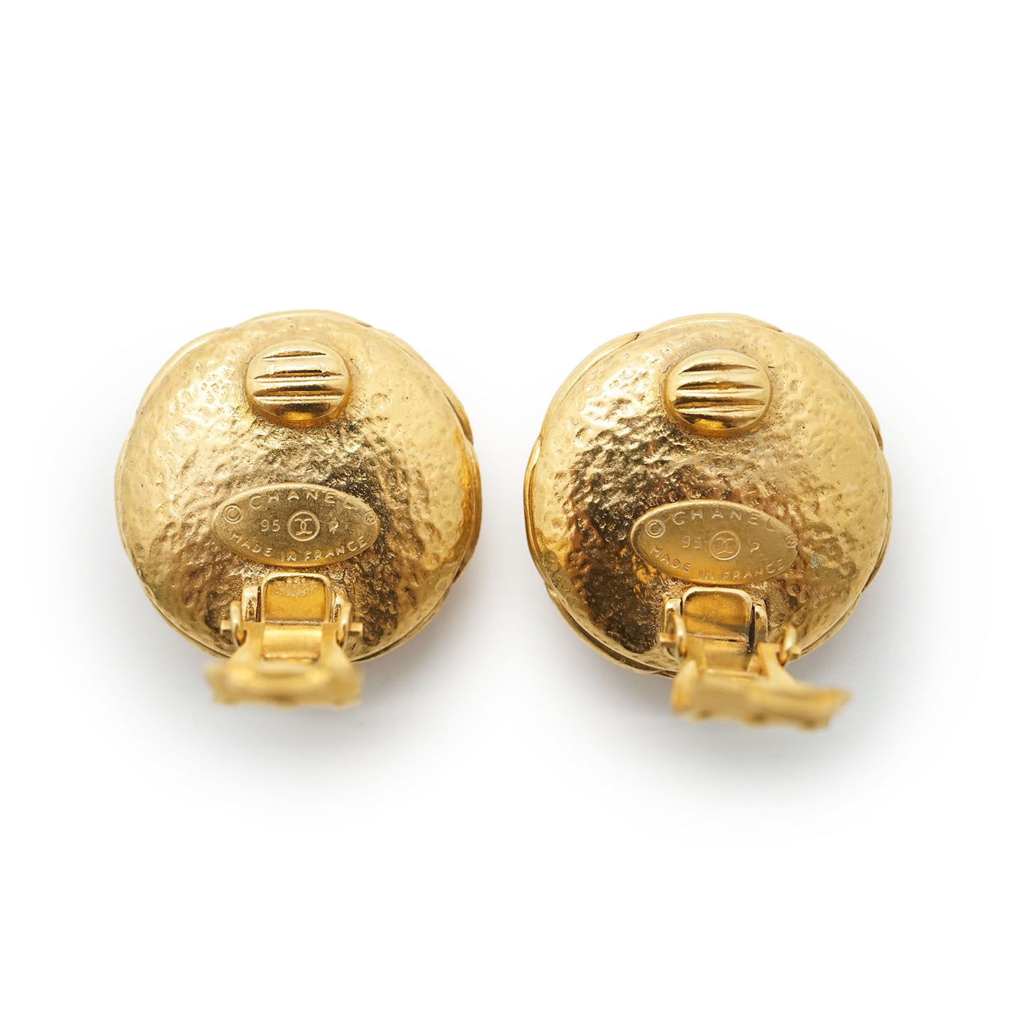 CC Logo Artificial Pearl Round Clip-On Earrings GP