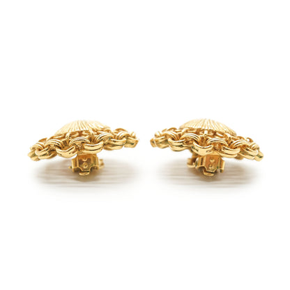 Cut-out Chain Detail Domed Round Clip-On Earrings GP