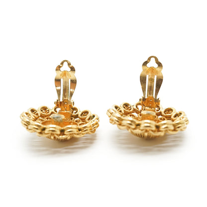 Cut-out Chain Detail Domed Round Clip-On Earrings GP