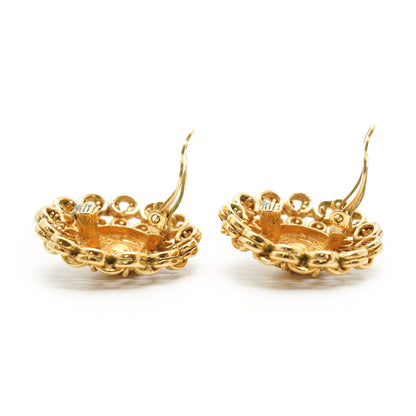 Cut-out Chain Detail Domed Round Clip-On Earrings GP