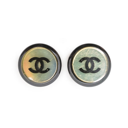 CC Logo Bicolor Button Clip-On Earrings