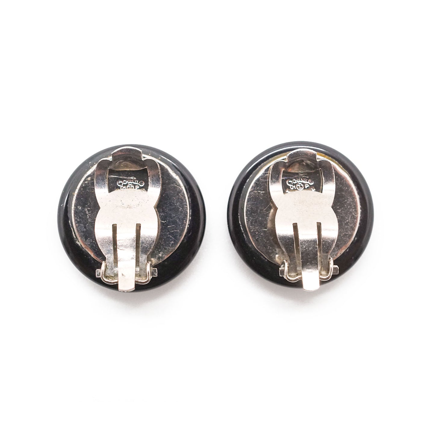 CC Logo Bicolor Button Clip-On Earrings
