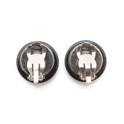 CC Logo Bicolor Button Clip-On Earrings