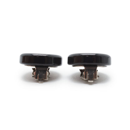 CC Logo Bicolor Button Clip-On Earrings
