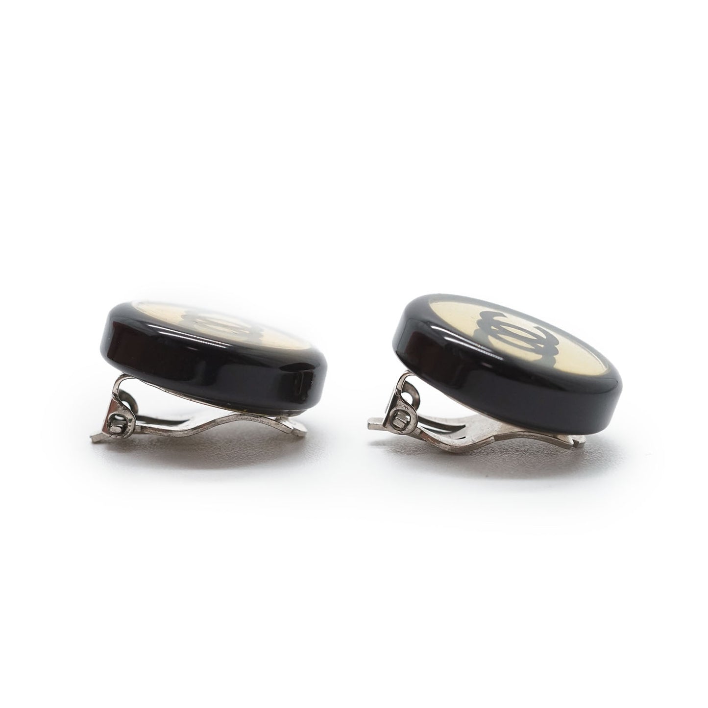 CC Logo Bicolor Button Clip-On Earrings