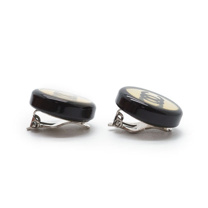CC Logo Bicolor Button Clip-On Earrings