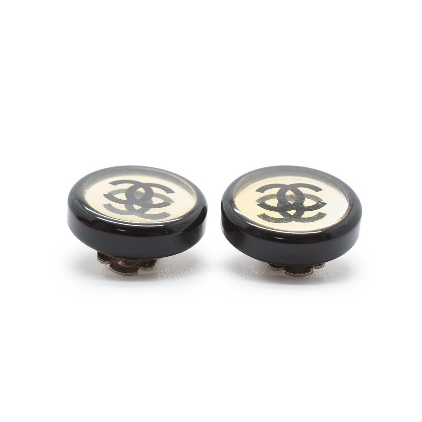 CC Logo Bicolor Button Clip-On Earrings