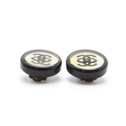 CC Logo Bicolor Button Clip-On Earrings