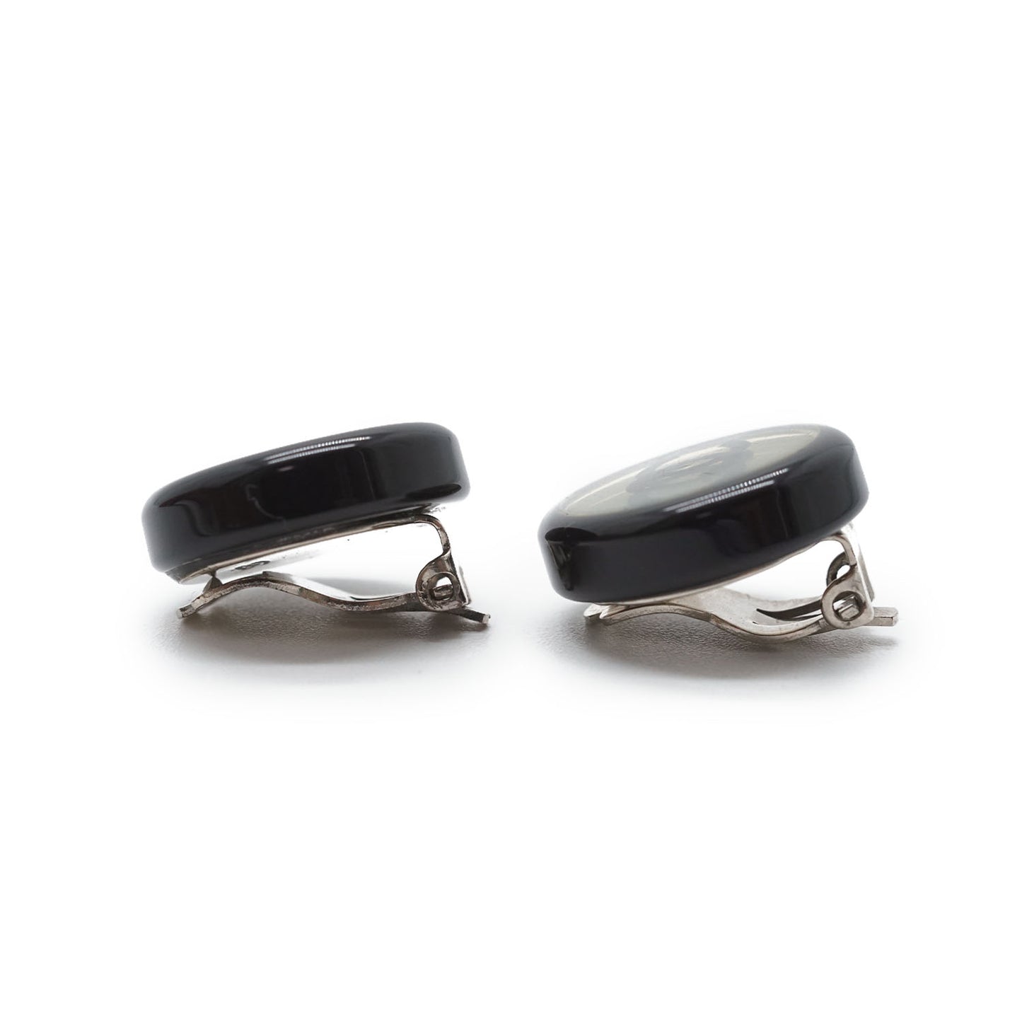 CC Logo Bicolor Button Clip-On Earrings
