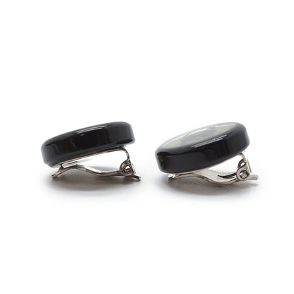 CC Logo Bicolor Button Clip-On Earrings