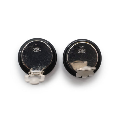 CC Logo Bicolor Button Clip-On Earrings