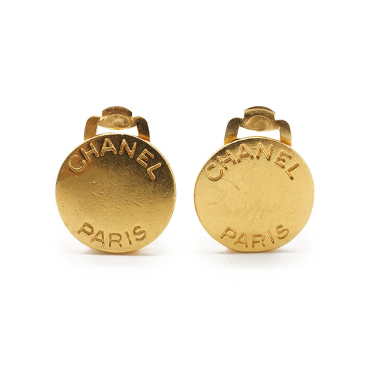 Logo Round Clip-On Earrings GP