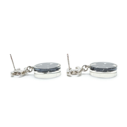 CC Logo Camellia Rhinestone Drop Earrings