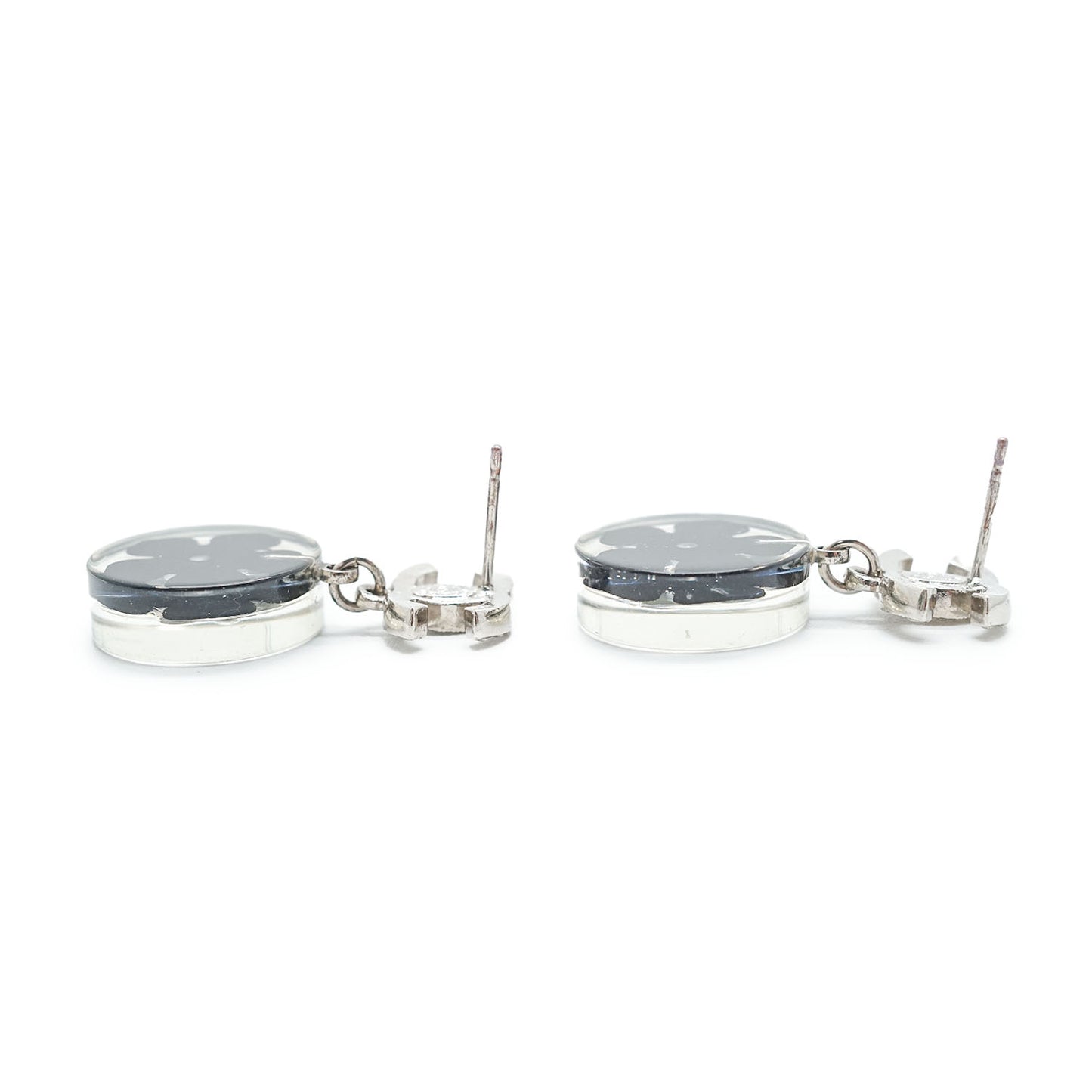 CC Logo Camellia Rhinestone Drop Earrings