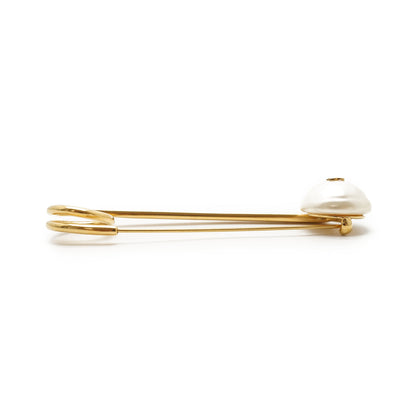 CC Logo Artificial Pearl Safety Pin Brooch GP