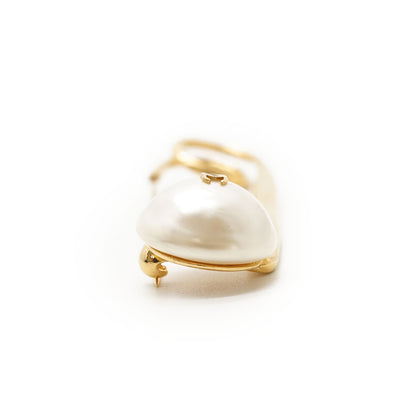 CC Logo Artificial Pearl Safety Pin Brooch GP
