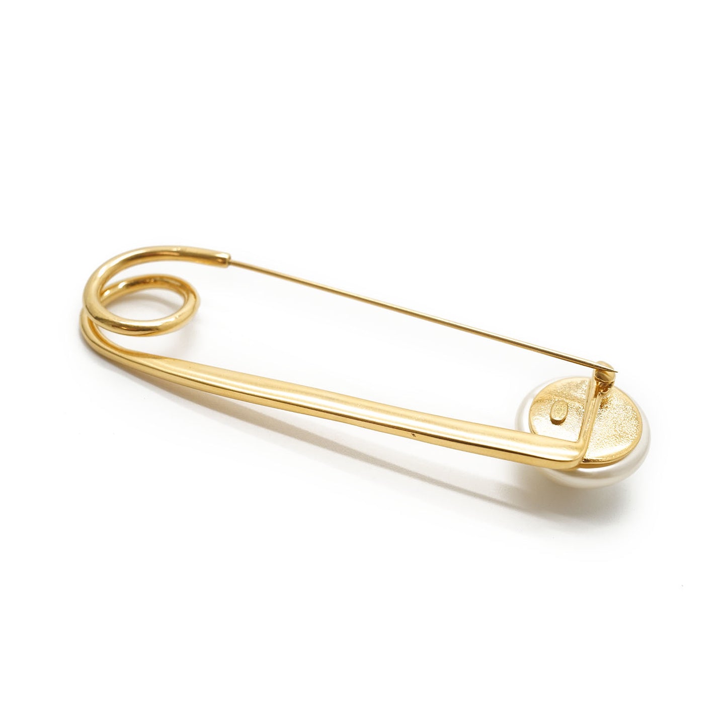 CC Logo Artificial Pearl Safety Pin Brooch GP