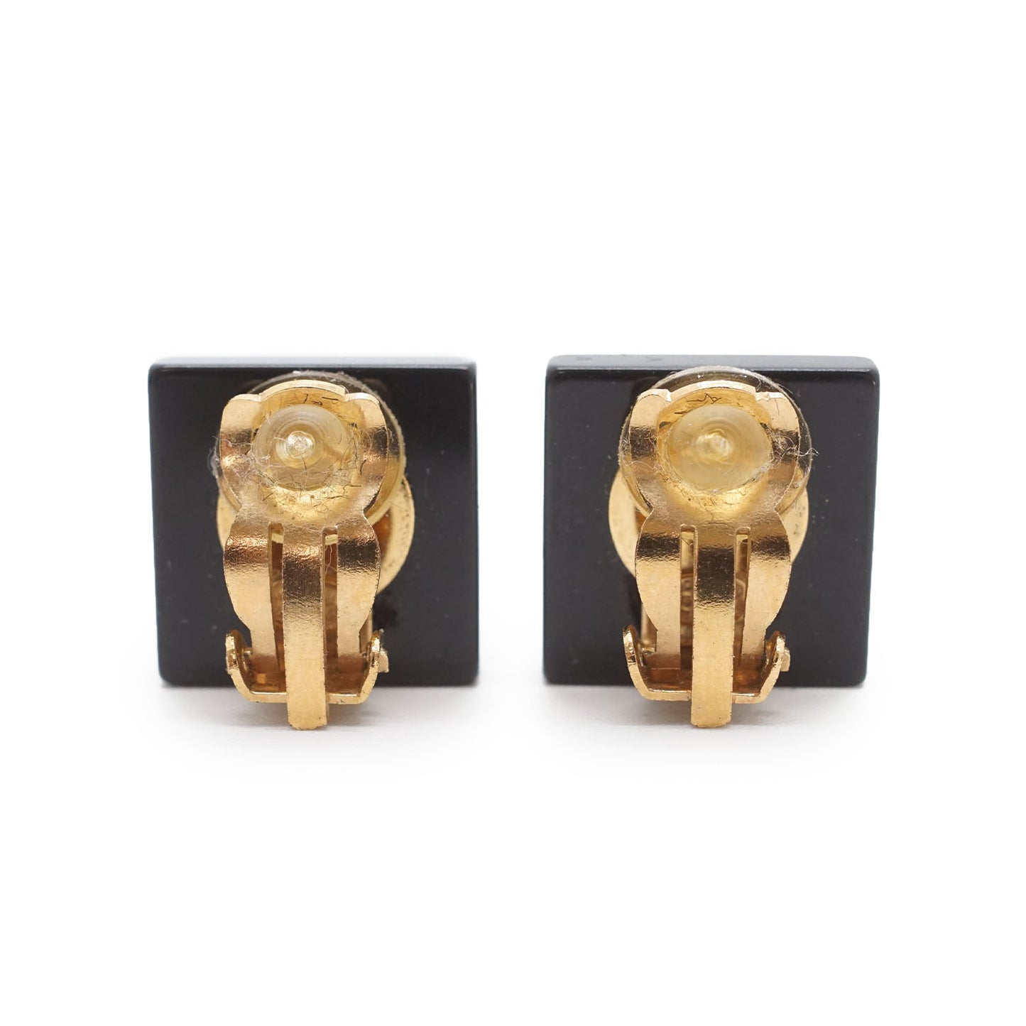 CC Logo Artificial Pearl Square Clip-On Earrings GP