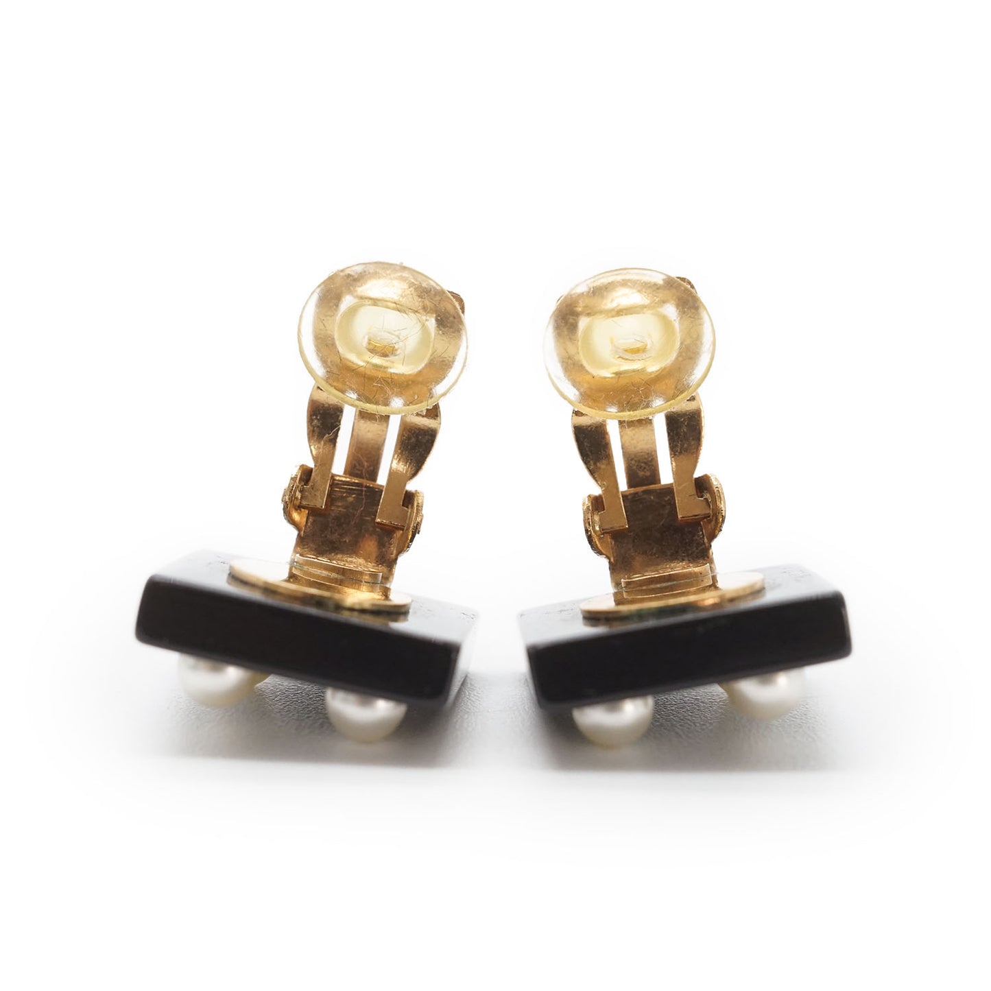 CC Logo Artificial Pearl Square Clip-On Earrings GP