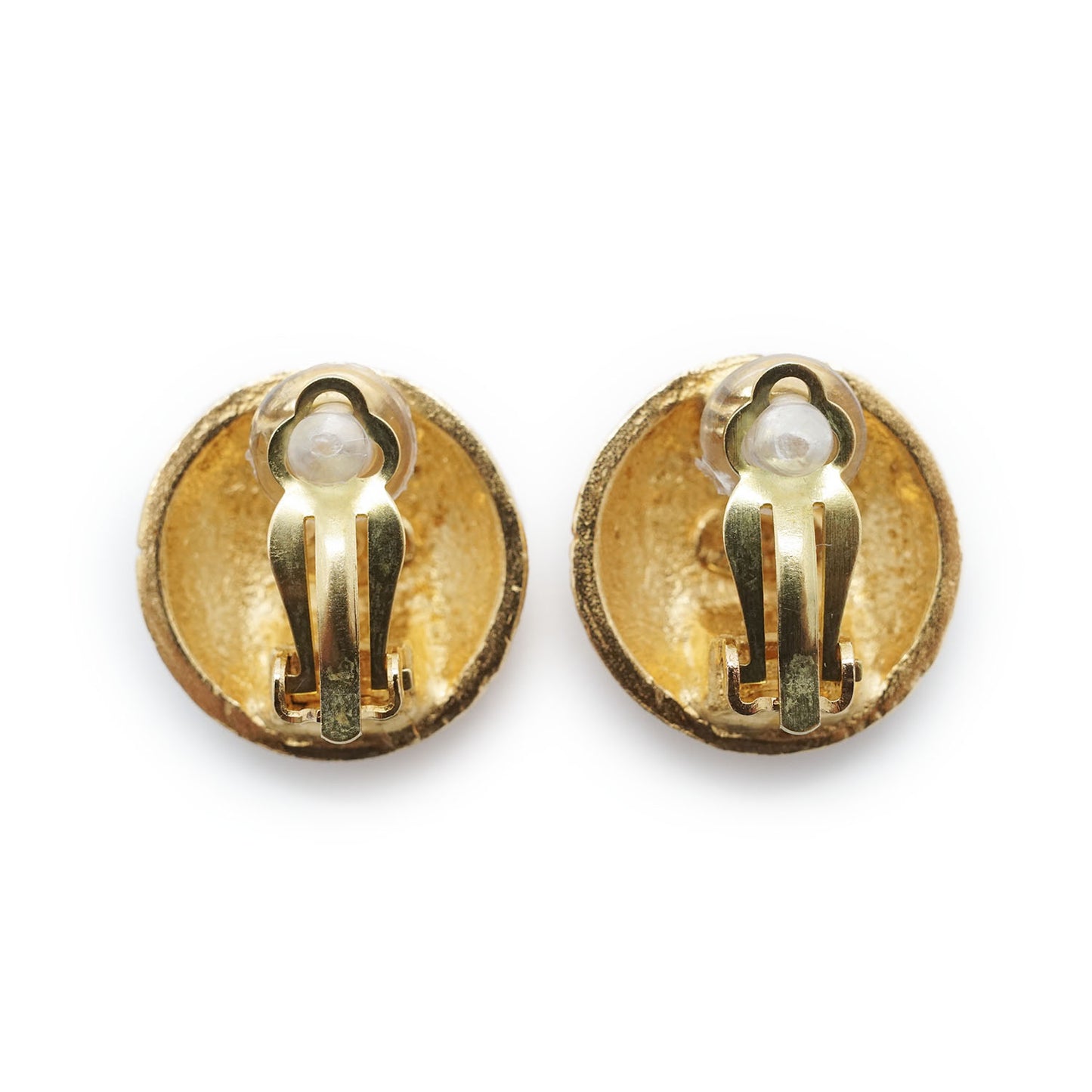 CC Logo Textured Dome Round Clip-On Earrings GP