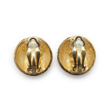CC Logo Textured Dome Round Clip-On Earrings GP
