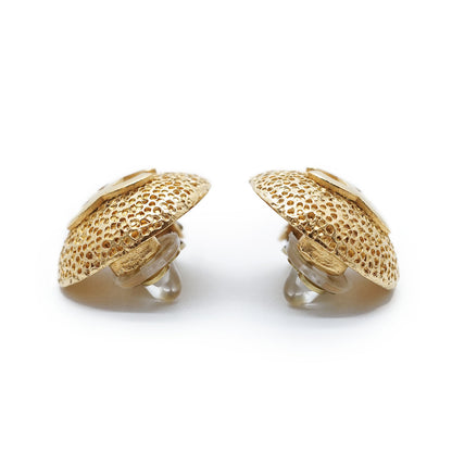 CC Logo Textured Dome Round Clip-On Earrings GP