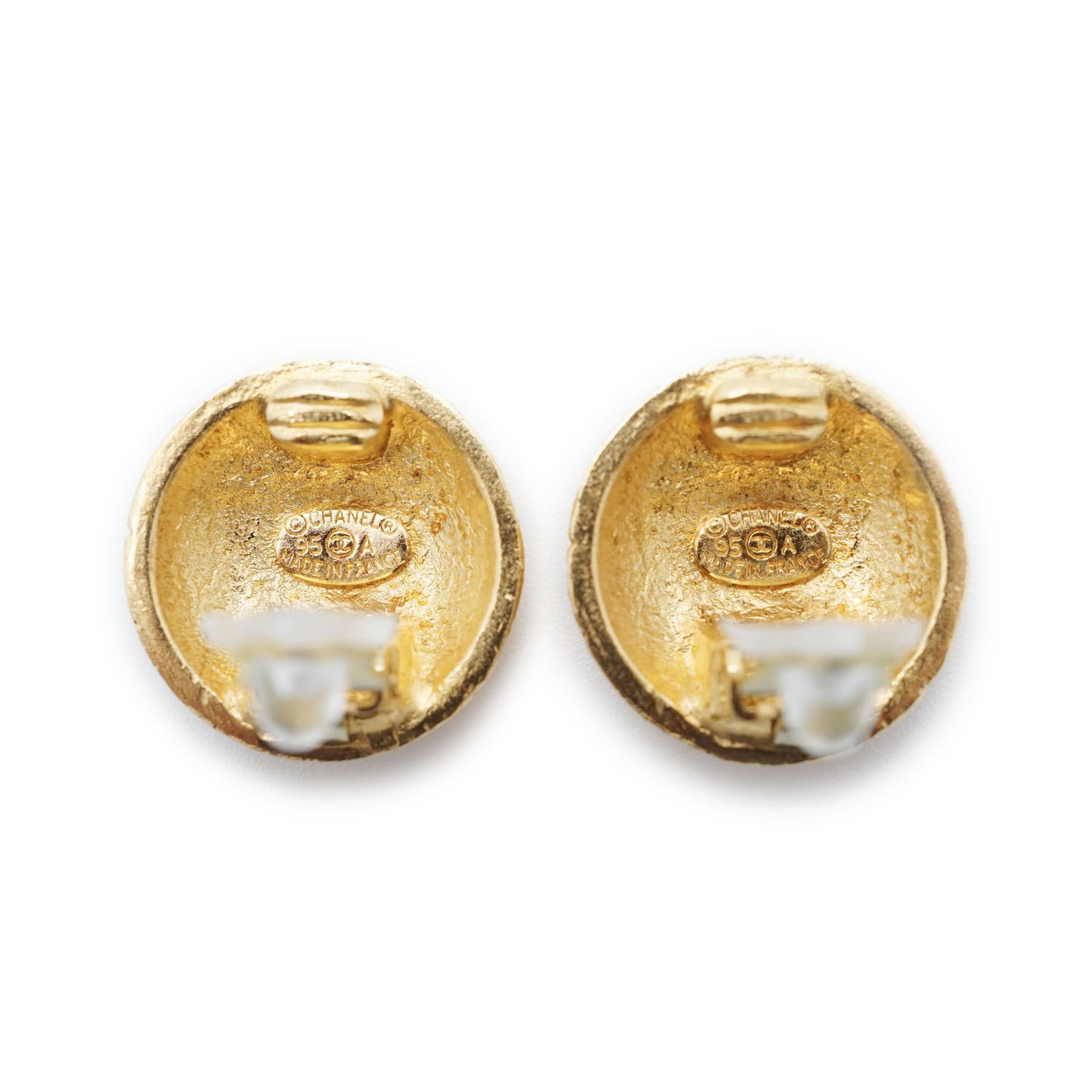 CC Logo Textured Dome Round Clip-On Earrings GP