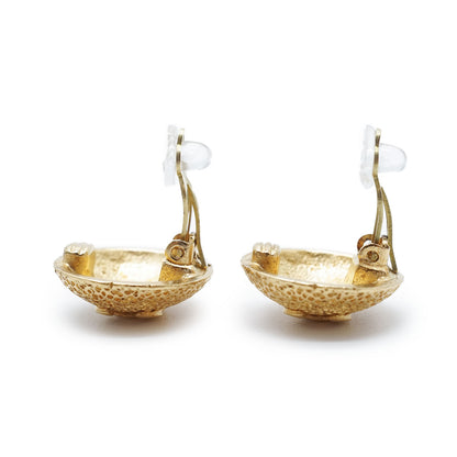 CC Logo Textured Dome Round Clip-On Earrings GP