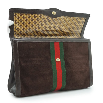 Vintage Gucci Parfums Sherry Line Suede Clutch Bag