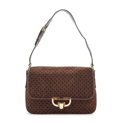 Vintage GG Suede Shoulder Bag with Coin Case