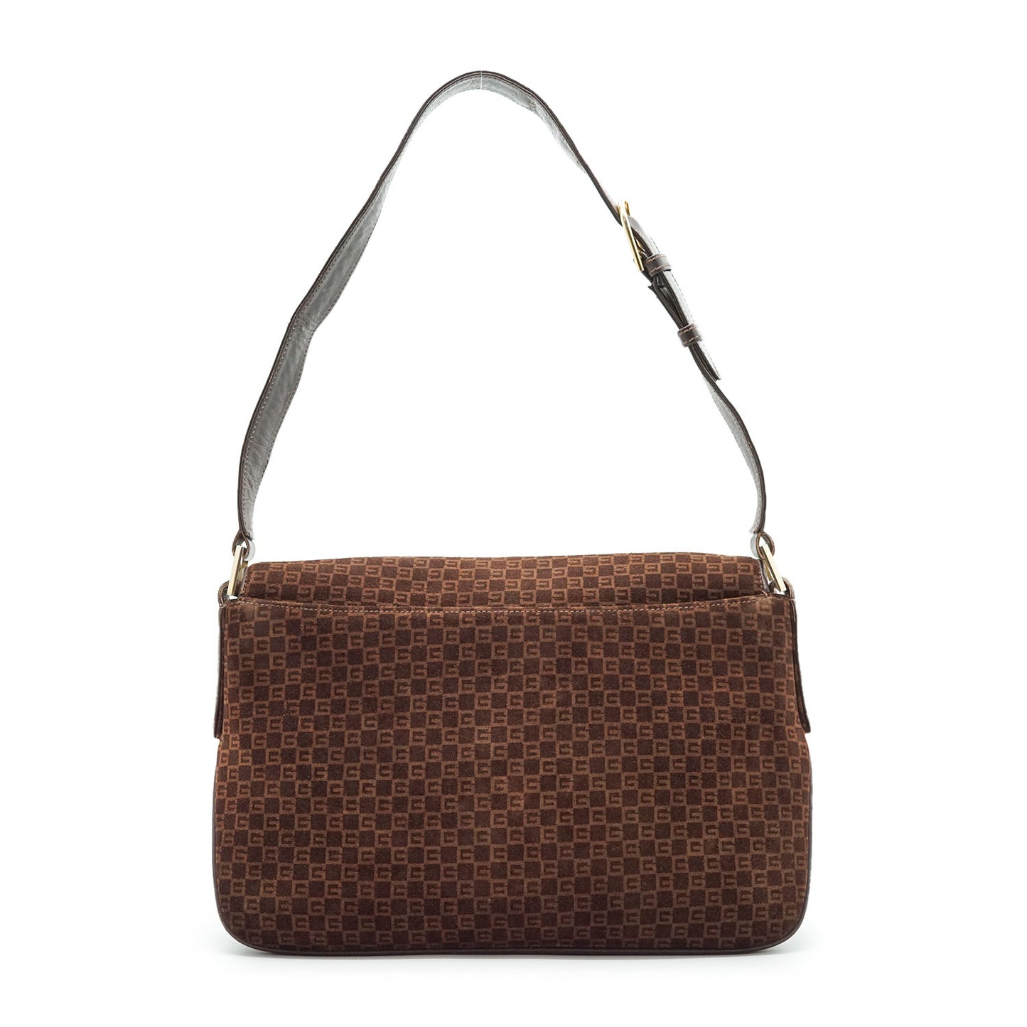 Vintage GG Suede Shoulder Bag with Coin Case