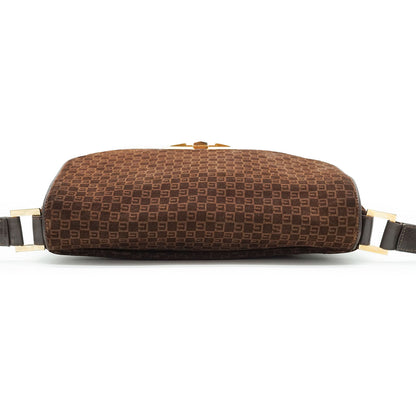 Vintage GG Suede Shoulder Bag with Coin Case