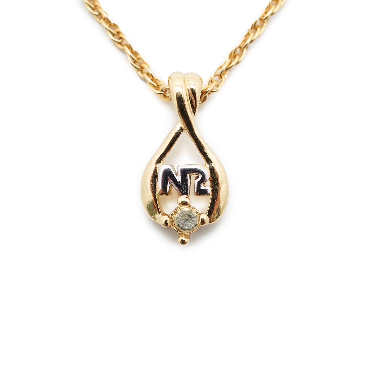 NR Rhinestone Teardrop Pendant Necklace
