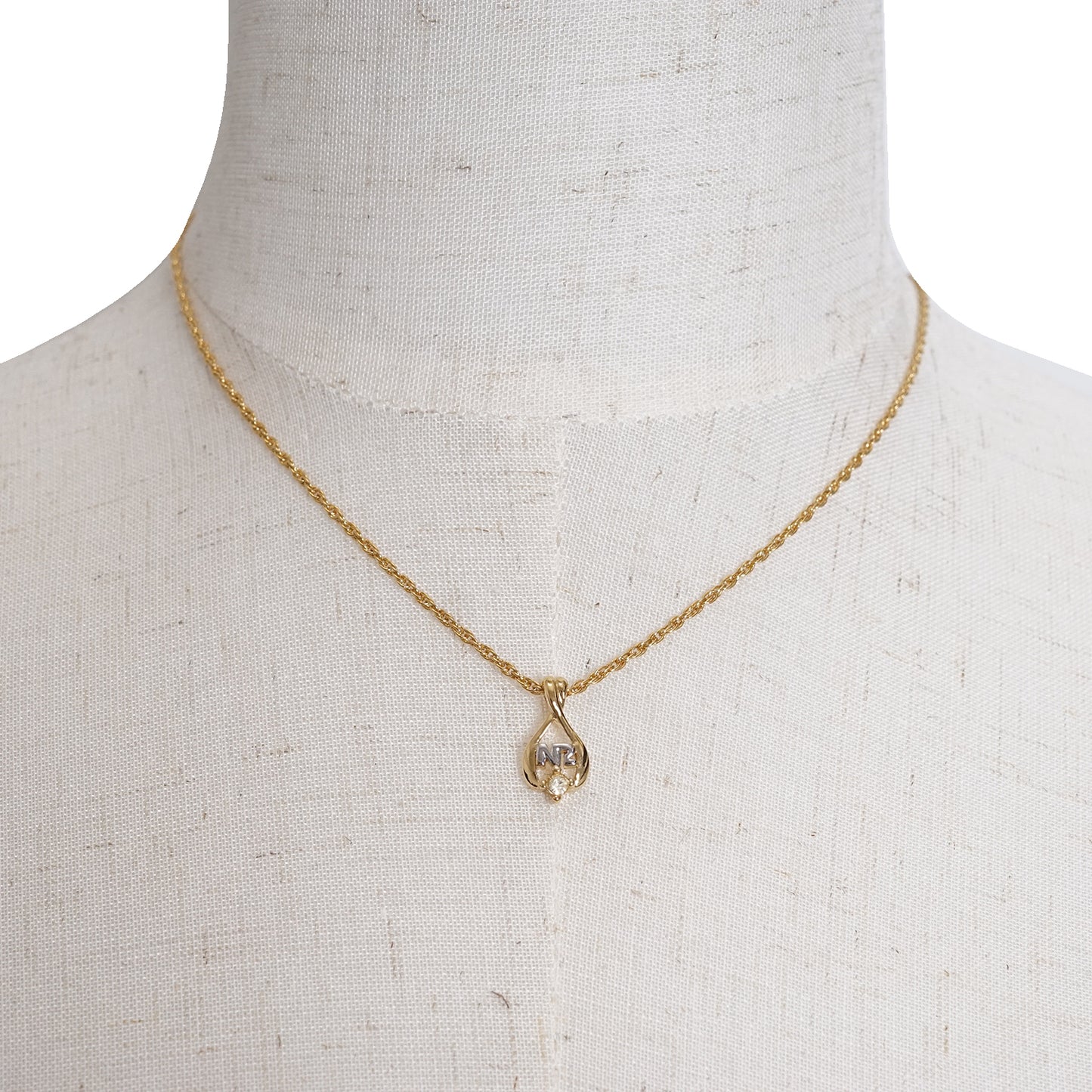NR Rhinestone Teardrop Pendant Necklace
