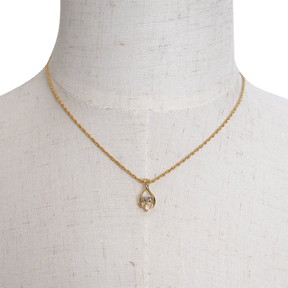 NR Rhinestone Teardrop Pendant Necklace