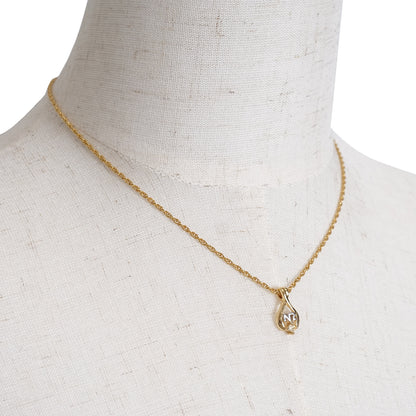 NR Rhinestone Teardrop Pendant Necklace