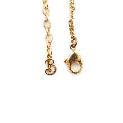 Vintage B Logo Rhinestone Pendant Necklace