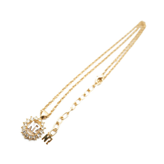 NR Rhinestone Circle Pendant Necklace