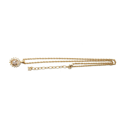 NR Rhinestone Circle Pendant Necklace