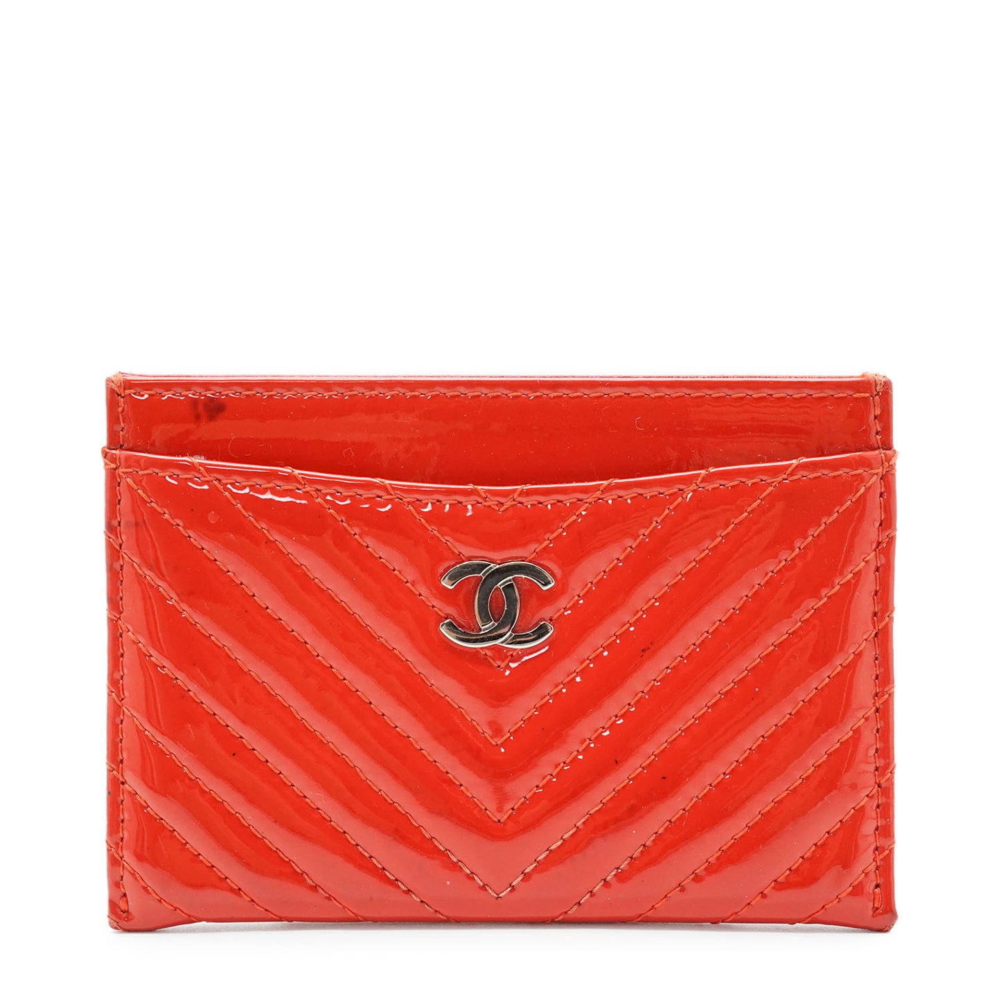 CC V-Stitch Patent Leather Card Case