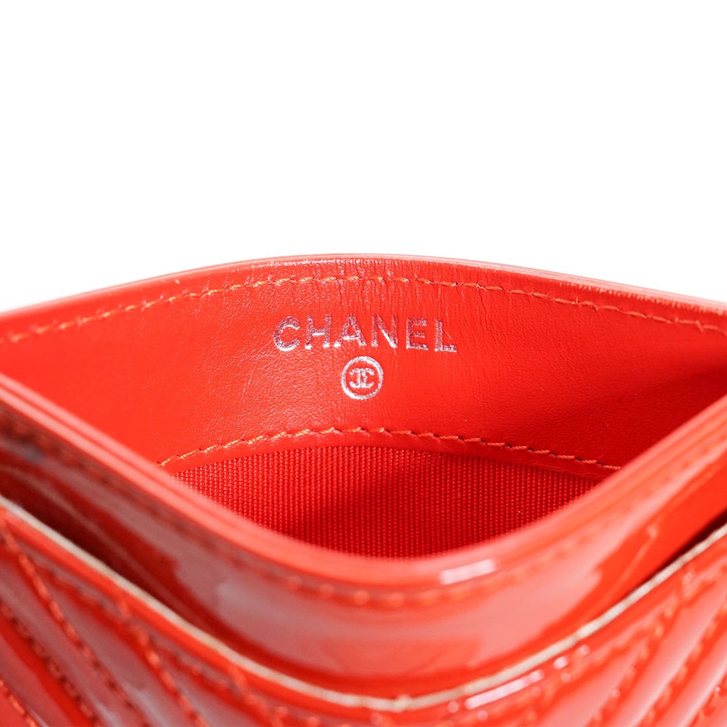 CC V-Stitch Patent Leather Card Case