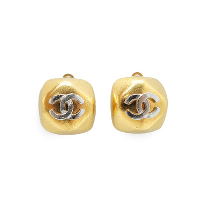 CC Square-shaped Clip-on Earrings