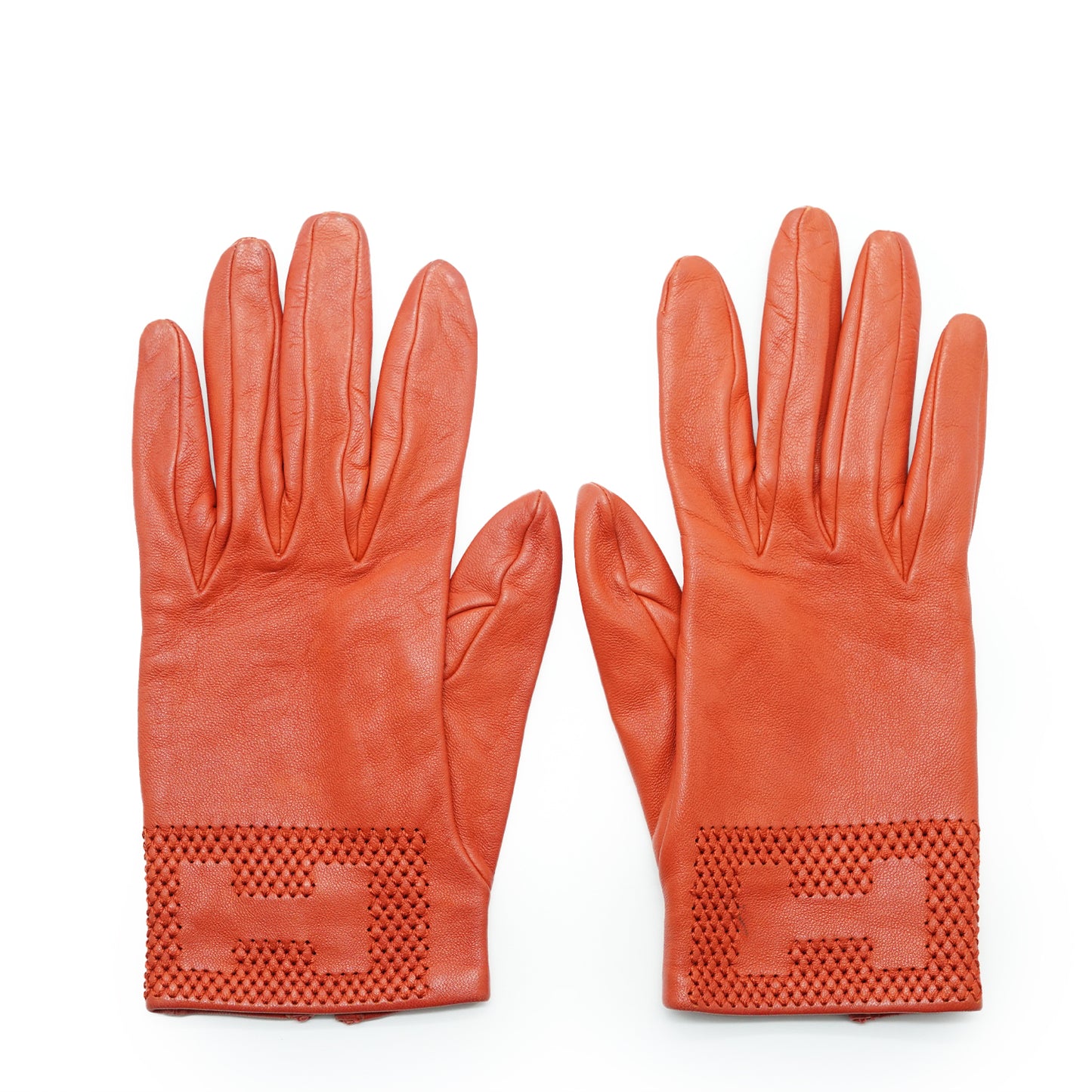 H Logo Leather Gloves 6 1/2