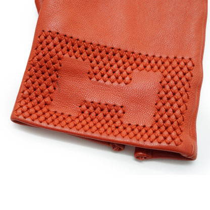 H Logo Leather Gloves 6 1/2