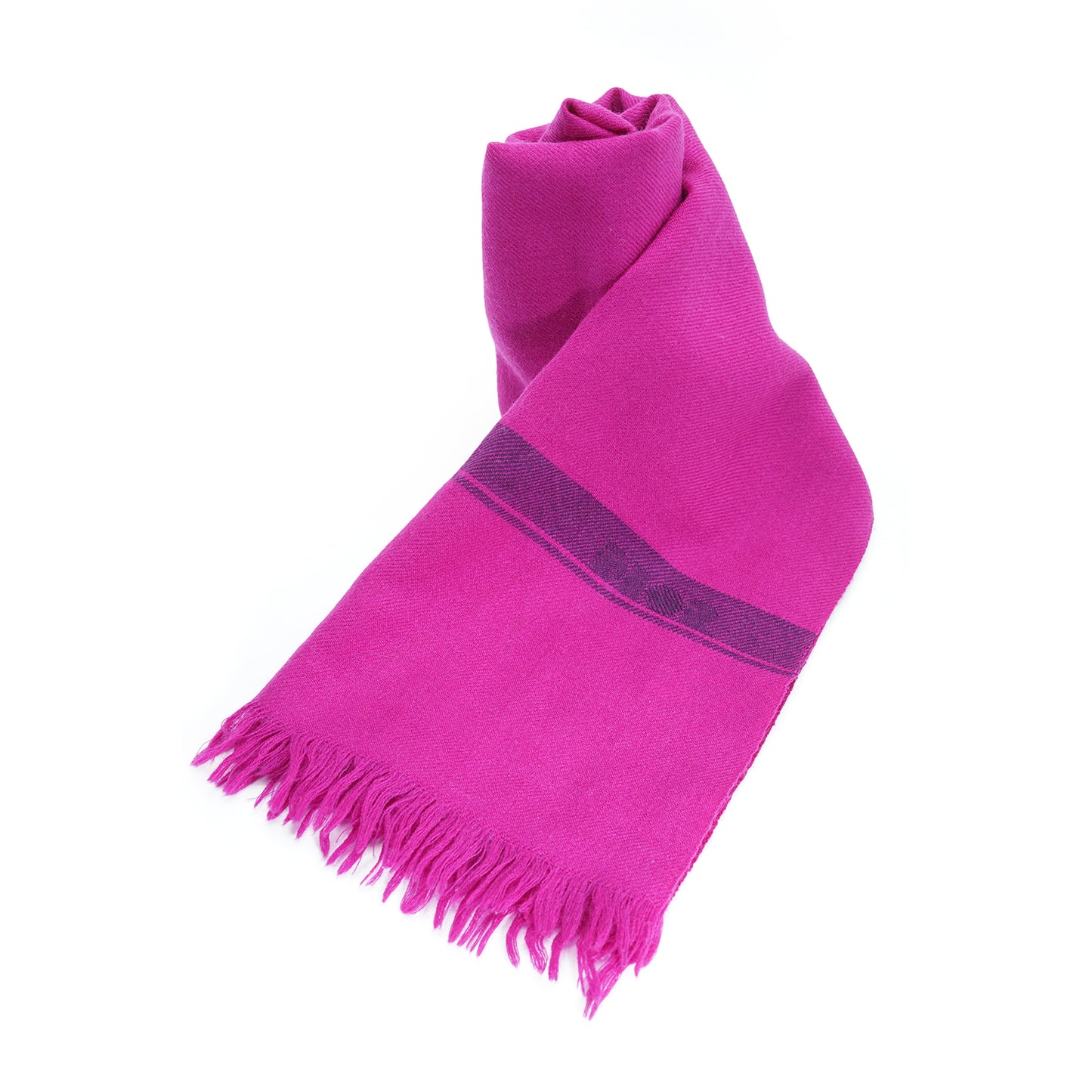 Christian Dior Echarpes Two-tone Fringed Wool Scarf