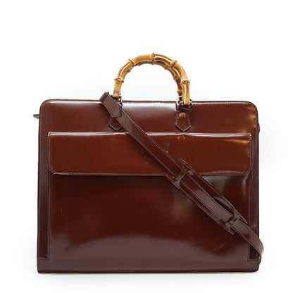 Vintage Bamboo Patent Leather Briefcase
