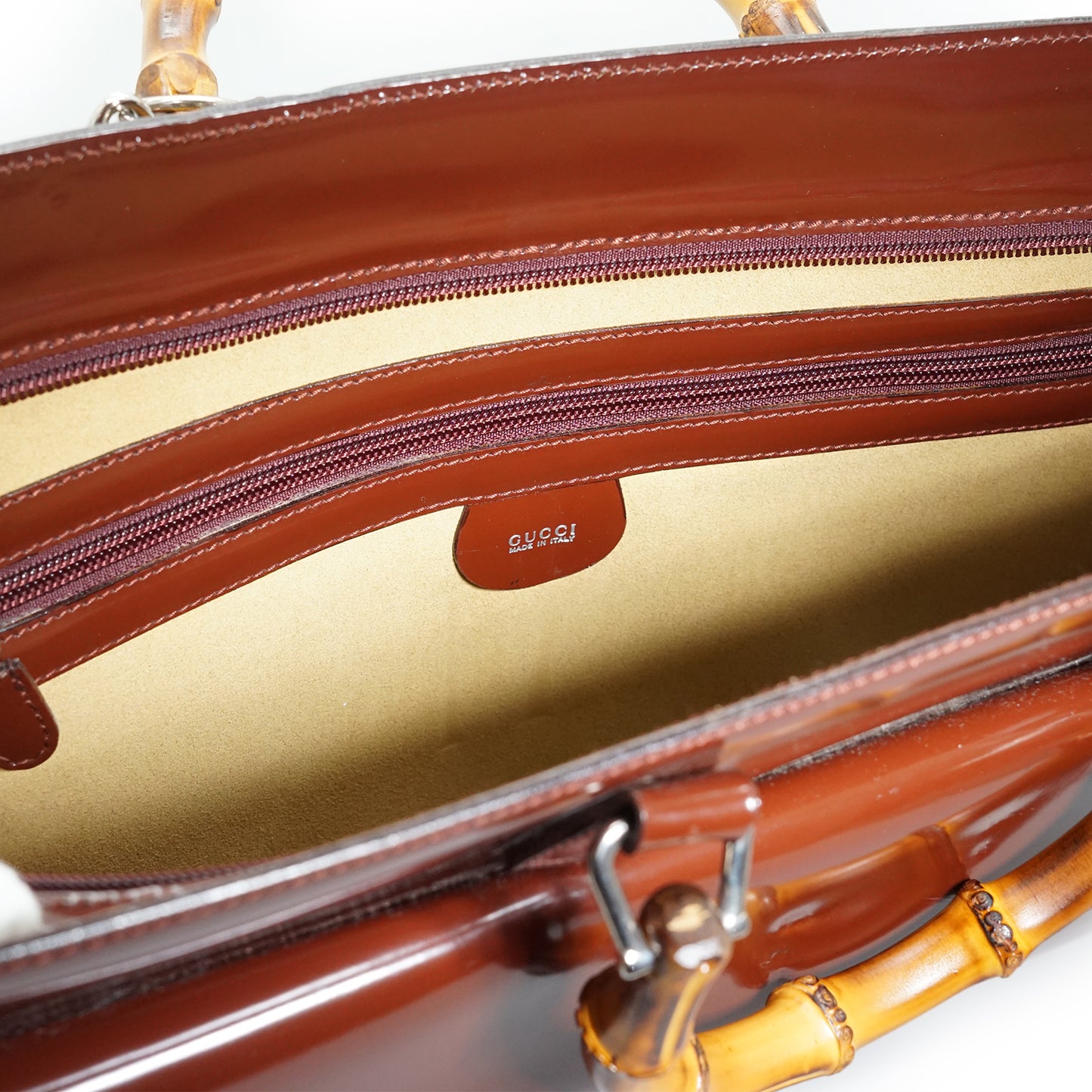 Vintage Bamboo Patent Leather Briefcase