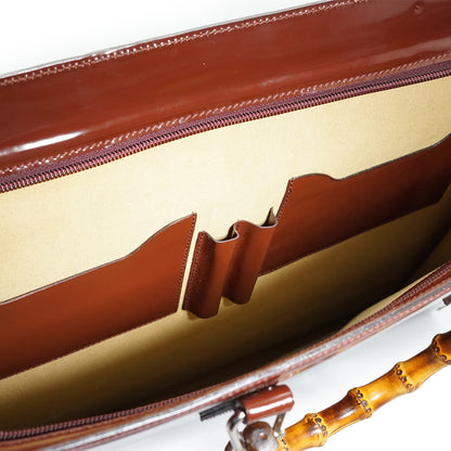 Vintage Bamboo Patent Leather Briefcase