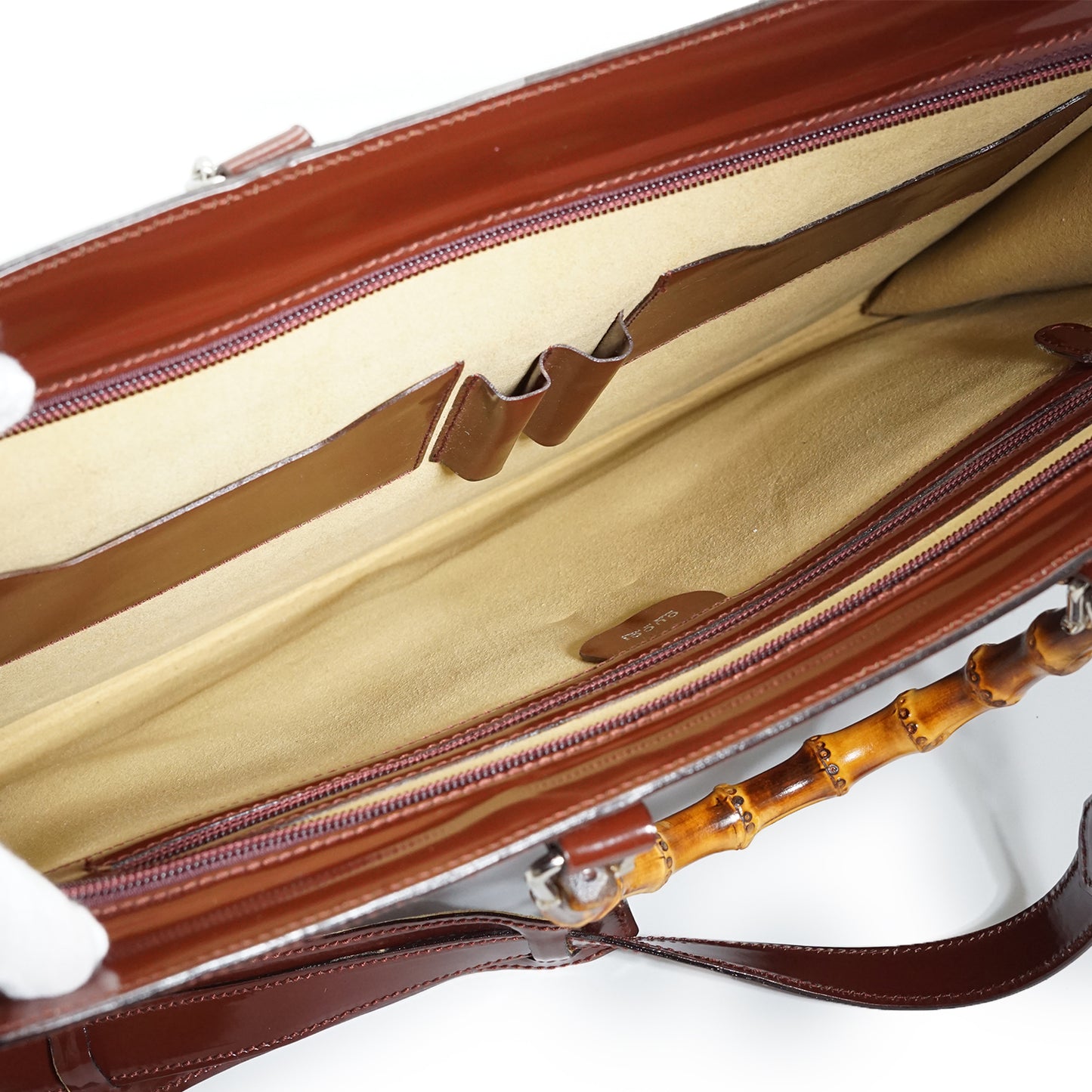 Vintage Bamboo Patent Leather Briefcase